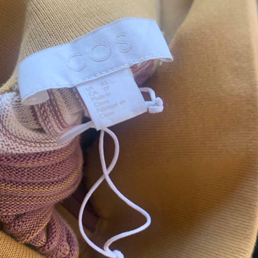 COS Colorblock Pleated Knit Midi Skirt in Mustard Navy Cream Mauve XS never worn - Picture 4 of 6
